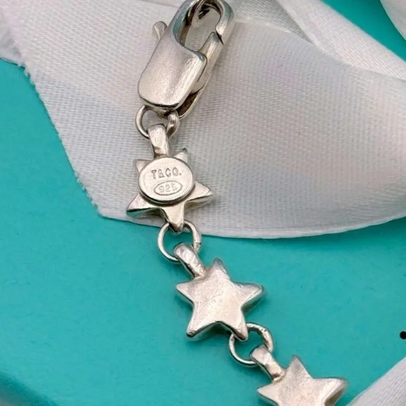 Tiffany & Co. Star Link Chain Bracelet Sterling Silver 925 T&Co Gift Pouch & Box - Picture 4 of 10